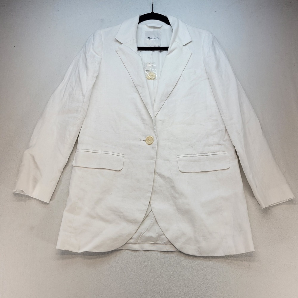 Madewell Dorset Blazer Women XXS White Linen Single Breasted Jacket
